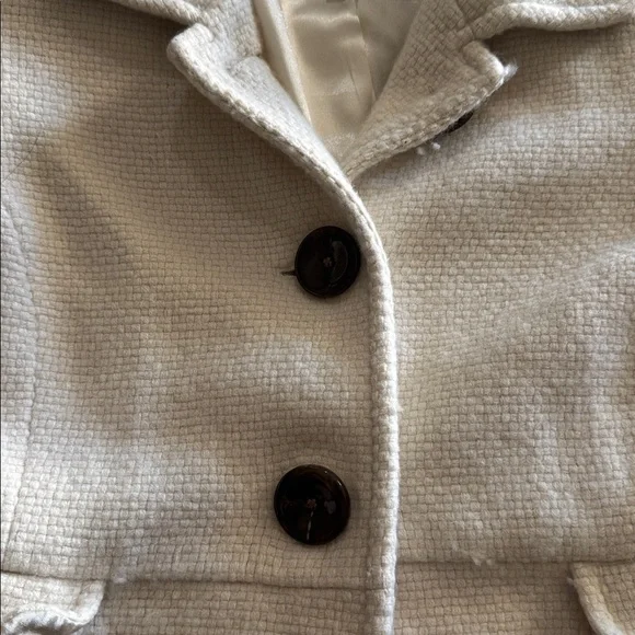 Cream White Wool Heavy Warm Peacoat Coat Jacket Womans sz Small - Picture 5 of 11